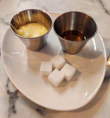 Butter, honey, sugar cubes