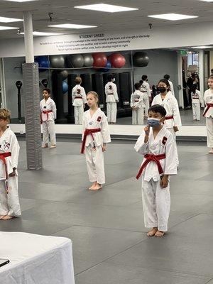 Red belts starting their belt test