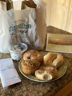 Bialy, bagels, muffin, lox and tuna fish