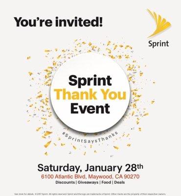 !!!!EVERYONE!!!! Feel Free To Join Us This Saturday For Our SPRINT THANK YOU EVENT We Will Be Having Great Deals& Promotions Don't Miss Out