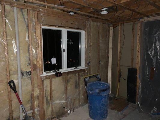 Before, with our old casement window, during demo.