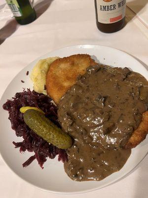 Schabowy with mushroom sauce