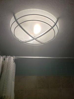 New bathroom fan and light Chago installed after widening the space.  He did a superb job with great results.