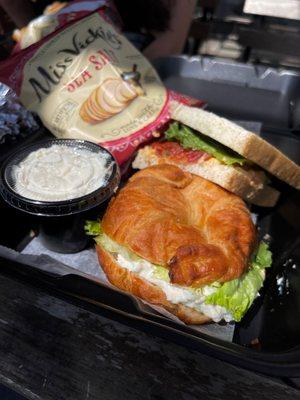 Chicken Salad Croissant, Pimento Cheese Sandwich & Loaded Potato Salad.