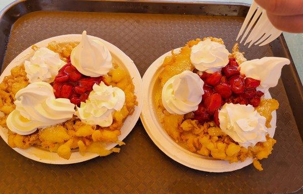 Favorite funnel cakes. Sooo good with the soft serve ice cream