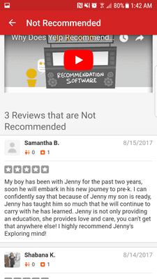 This is a review that was given to my business, yelp has a software system, that don't post all your reviews. Which is very disappointed.