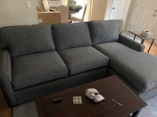 Exactly what I needed: sectional with chaise and pull out memory foam bed!