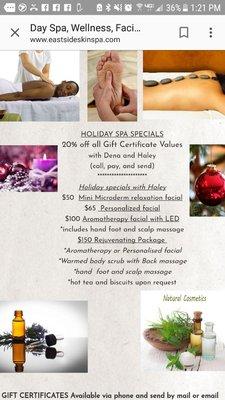 Holiday Spa Specials
Spa Gift Certificates