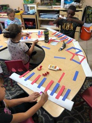 Celebrating the 4th. Making hats and talking about Independence Day. - Joyland Preschool 562-863-9960