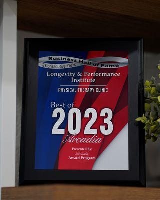 Voted "Best Physical Therapy Clinic 2023" (Two Consecutive Years)