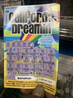 Won a 500$ scratcher ticket here last week