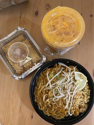 Crispy Spring Rolls, Thai Ice Tea, Pad Thai with Chicken