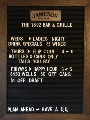 Bar specials!