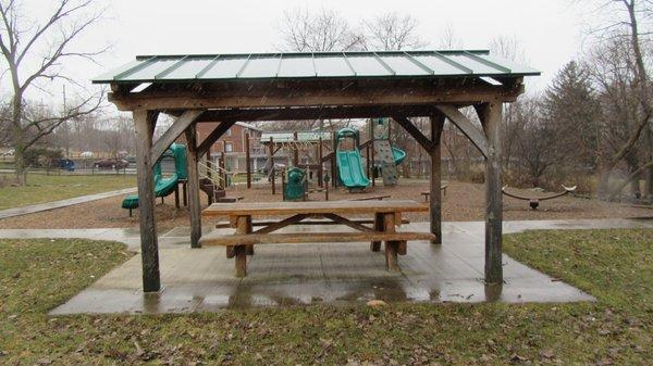 A couple of picnic tables.