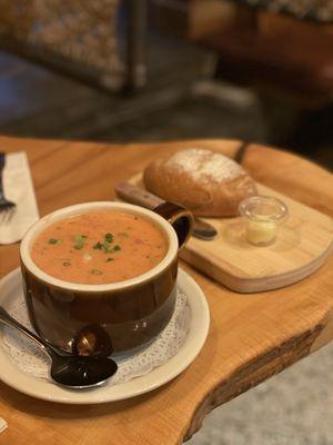 Creamy tomato soup bowl