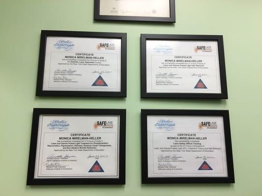 NYS Certifications for Laser Hair Removal, Laser Skin Rejuvenation, Laser Safety officer and Esthetic Laser Specialist