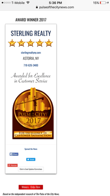 5 stars awarded for excellence in Customer Service