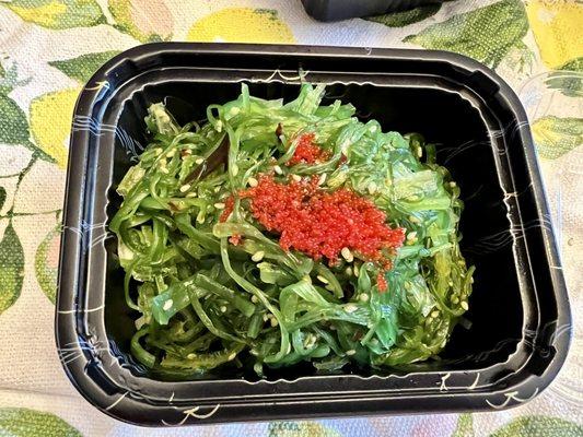 Seaweed salad takeout.