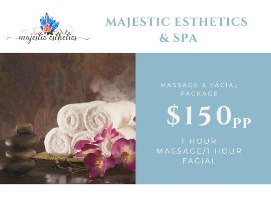 2 hour Massage & Facial Service $150!