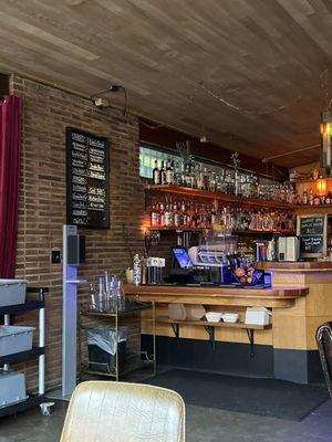 Original brickwork and the bar.