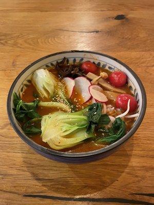 Vegetable Ramen with spicy broth.