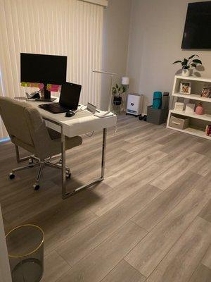 Laminate floors installed in home office