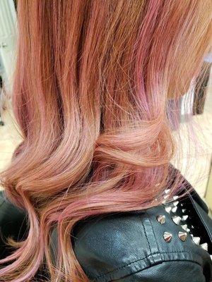 Balayage pink (it will fade away to soft pink!) done by Sally!!