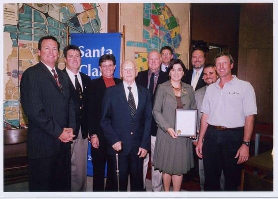 Being honored by the Mayor of Santa Clara for outstanding business practices