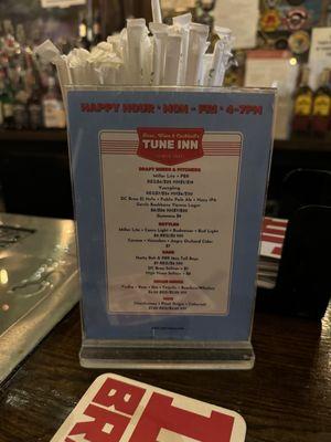 Happy Hour menu