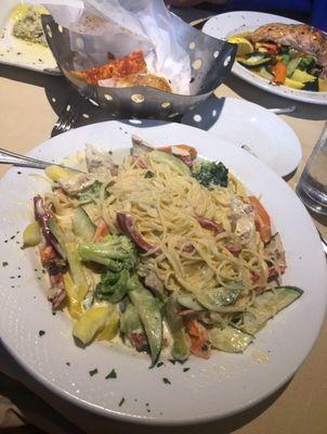 Pasta Primavera with grilled chicken