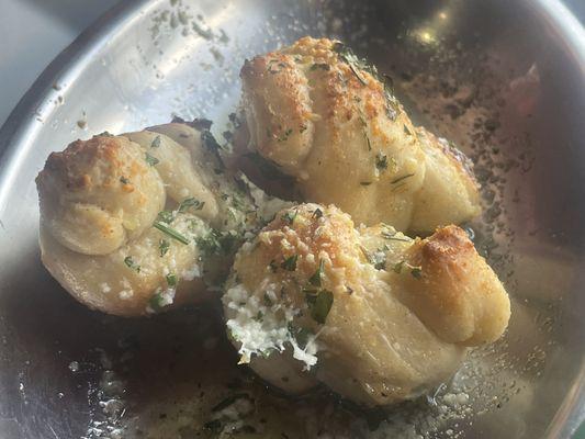 The last few garlic knots before we ate them all.