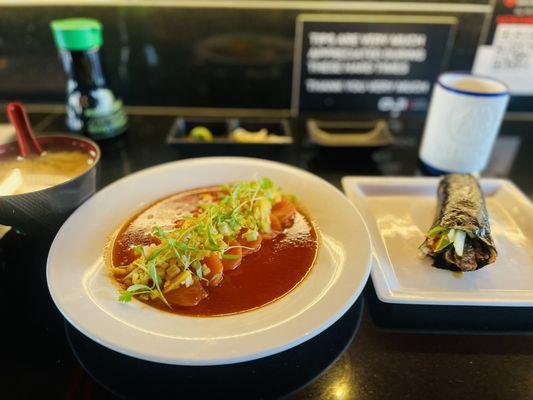 Mango Salsa Salmon, Salmon Skin Hand Roll