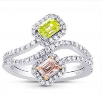 Intense Pink Vivid Yellow Diamond Combo Engagement Ring