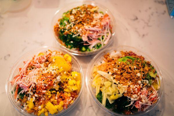 three custom poke bowls!