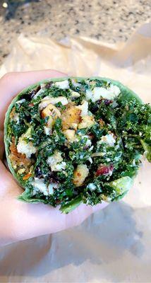 Kale 2 Caesar in a spinach wrap, favorite by far!!!