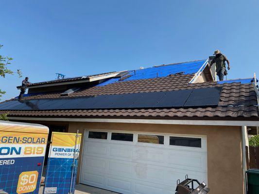 a special kind of metal roof. Stone coated galvanized steel. Looks like tile but has all the advantages of metal. Light weight, fire proof..