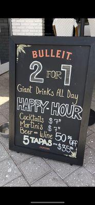 Happy hour menu