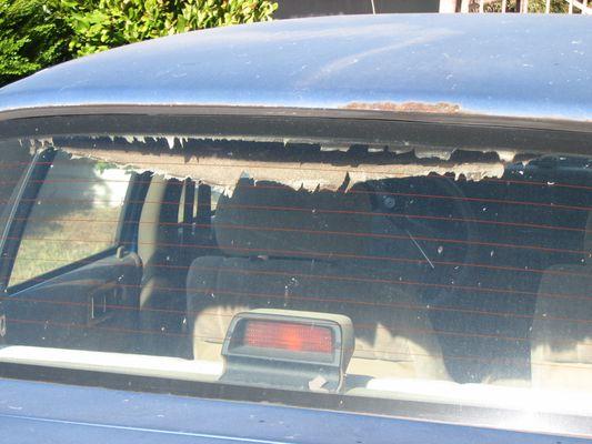 This is how my headlliner looked on my 1994 Dodge Spirit before I took it to Morro Auto Upholstery. I've had this car since 1999.