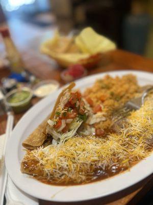 Cheese enchilada & beef taco combo