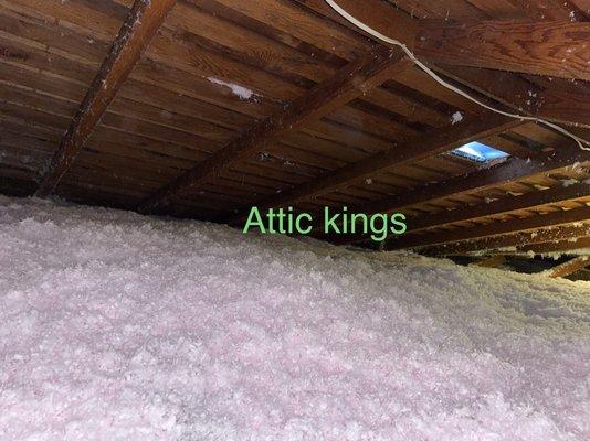 Attic after blown in (Owens Corning) insulation installed.