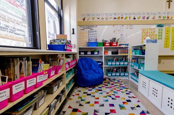 Reading nook with personalized libraries for each classroom