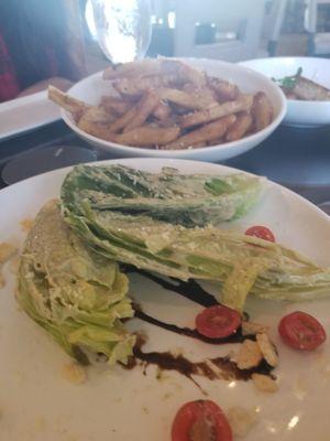 Truffle fries and Cesar salad.