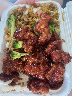 General Tso's combo with beef fried rice $11!