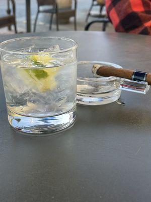 Vodka Soda w/ Lime and a Cigar