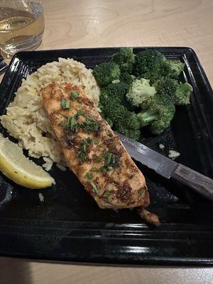 Honey Garlic Glazed Salmon with Rice Pilaf & Broccoli