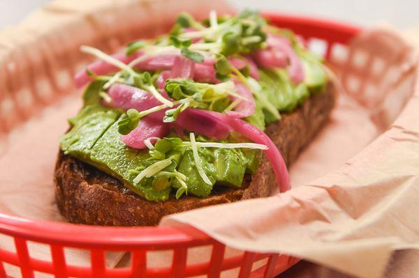 Avocado Toast; Sourdough, pickled onions, daikon sprouts