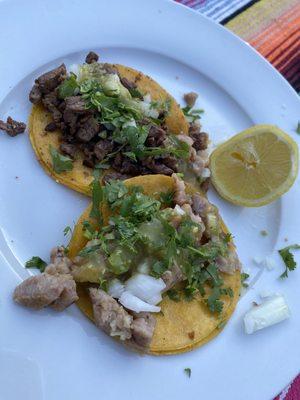 Suadero and carne asada tacos