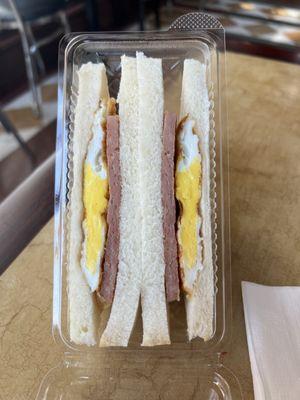 Spam and egg sandwich $3