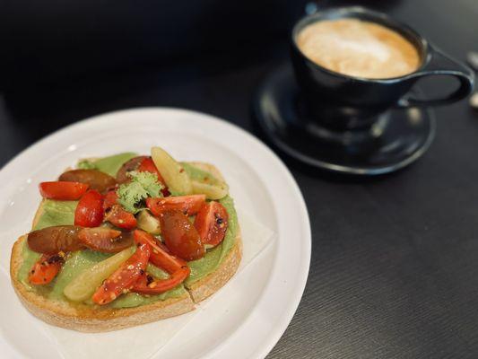 A cappuccino and Avocado toast!