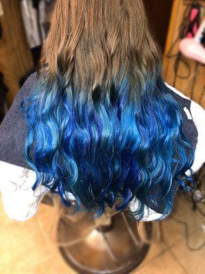 Blue (Tri-color) Ombre done by Kathy